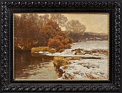 Carl Coven Schirm - Winterliches Wiesental mit Bachlauf, 75953-20, Van Ham Kunstauktionen