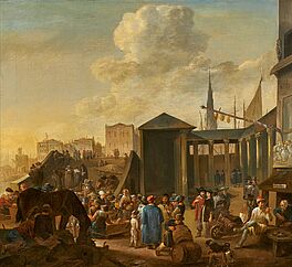 Johannes Lingelbach - Marktszene auf den Kaimauern einer italienischen Hafenstadt, 76007-2, Van Ham Kunstauktionen
