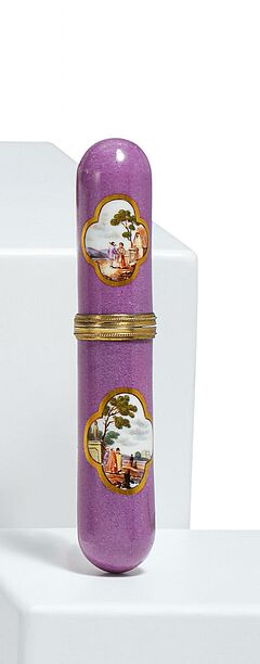 Meissen - Purpurfond Nadelbuechse mit Landschaften, 81741-2, Van Ham Kunstauktionen