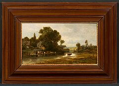 Eduard dAE Schleich - Dorflandschaft mit Kuehen, 75151-14, Van Ham Kunstauktionen