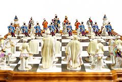 Meissen - Schachspiel Tuerken gegen Mohren auf Augsburger Spielbrett, 58108-1, Van Ham Kunstauktionen